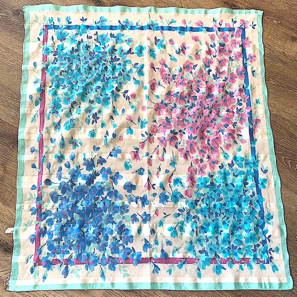 Vintage Italian Floral Scarf Wrap 30x27